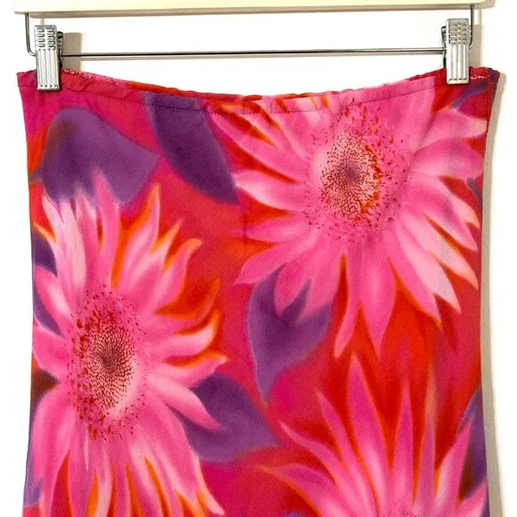 Vtg 90s Y2K Floral Chiffon Maxi Skirt Elastic Waist Whimsical Fairy Festival - Picture 5 of 12